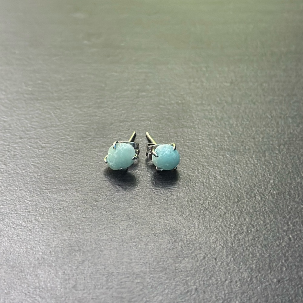 Like New 1 Set of Pura Vida Sterling Silver Light Blue Unique Gemstone Earrings